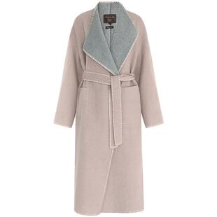 COCOBELLA两面穿长款通勤羊毛大衣女贝壳绣休闲毛呢外套WL3235