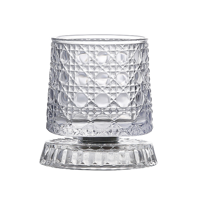 水晶旋转玻璃杯家用威士忌酒杯洋酒杯高级感网红解压装饰摆件