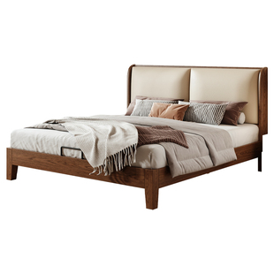 床全实木软包床现代简约1米8双人床家用卧室1米5橡胶木床单人床架