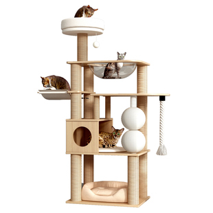 猫抓柱一体架子环保大型通天柱全实木猫爬架猫窝猫树太空舱实木柱