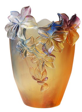 古东东琉璃立体百合花瓶摆件