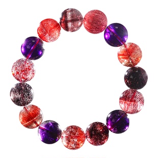 东越天然黑加仑超七手链单圈三圈手串紫发晶云母金草莓彩紫超水晶