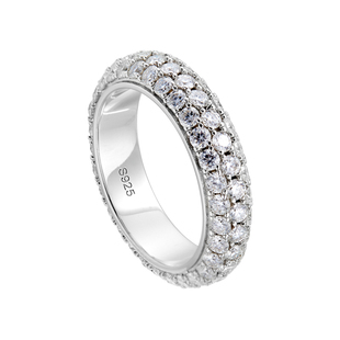 AHCHOO 静奢超闪莫桑石钻白金戒指925银满镶细钻指环男女情侣送礼