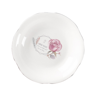家用陶瓷花瓣盘子吐骨碟8英寸2026新款玫瑰花水果盘釉下彩菜盘子