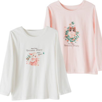 插画师系列图案软软女童春秋T恤