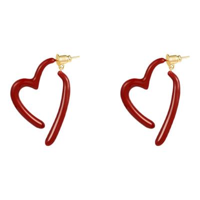红色爱心耳环2025新款爆款