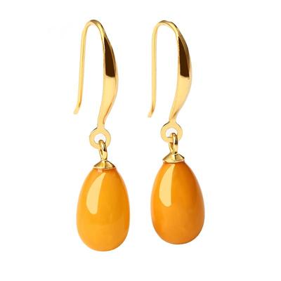 宫里上新天然鸡油黄蜜蜡耳环耳坠