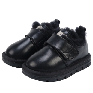 儿童皮毛一体雪地靴冬季宝宝棉鞋魔术贴女童加绒童鞋男童防滑鞋子
