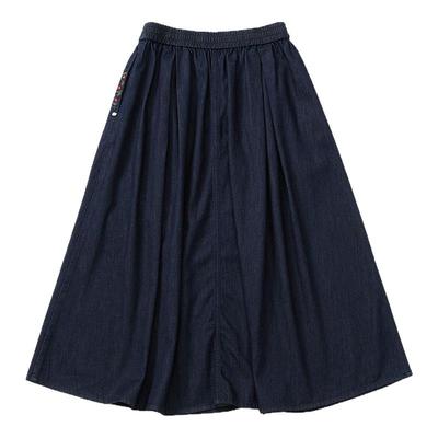 非鱼2025春秋新款牛仔半身裙文艺复古中裙松紧腰百搭A裙NFLXQ2163