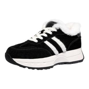 金利来保暖女鞋秋冬百搭加绒棉鞋高板运动休闲鞋增高厚底德训鞋女