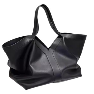 Y字真皮托特包女2025新款松弛感通勤大包大容量单肩手提包