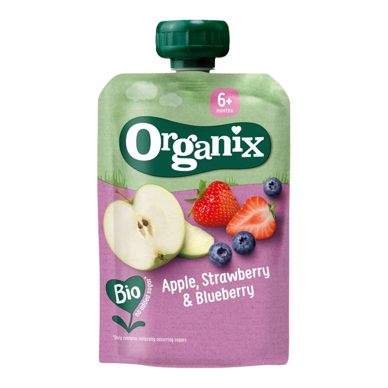 Organix 进口西班牙苹果草莓蓝莓果蓉100g婴幼儿天然营养健康辅食