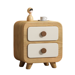 创意儿童实木床头柜原木奶油风家用小型卧室轻奢高级感极网红简约