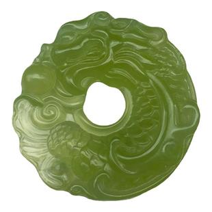 天然岫玉新中式祥龙吊坠玉石男女龙扣同款复古项链情侣平安扣饰品