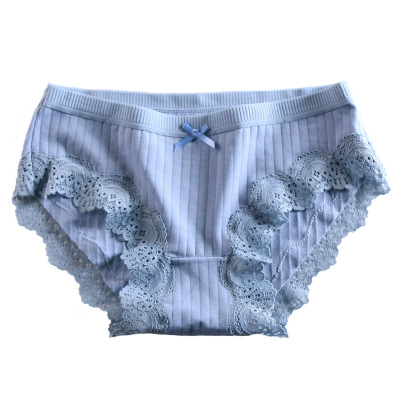 4条蕾丝边内裤女纯棉抗菌三角裤
