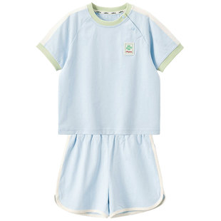 威尔贝鲁儿童夏季套装纯棉宝宝短袖运动套装男女童两件套宝宝夏装