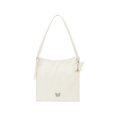 森马包包托特包女时尚大容量蝴蝶高级单肩包简约日常通勤白色女包