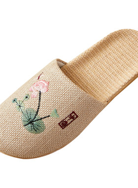 新款凉拖鞋包头防滑中国风亚麻