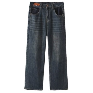 大码女九分直筒牛仔裤秋冬胖mm高腰显瘦梨形身材加绒弹力烟管裤子