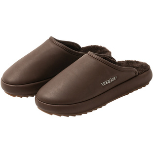 男士高端秋冬季棉拖鞋室内家居防水地板防滑牛筋底女加绒保暖皮拖