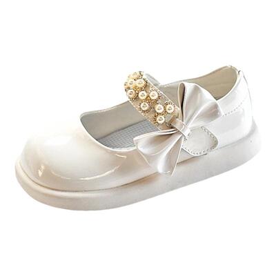 贝然春秋季头层牛皮女童亮皮皮鞋