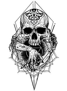 MG tattoo 万人窟 欧美暗黑另类骷髅图案花臂纹身贴纸男女防水