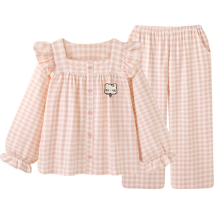 『美翻天~』日系甜美纯棉睡衣女款春秋2026年新款长袖可爱家居服