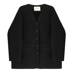 孙文秀studio黑松露极简宽松百搭单排扣毛呢外套高级感简约外套女