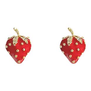红色草莓耳钉女纯银高级精致可爱气质耳环设计感小众独特甜美耳饰