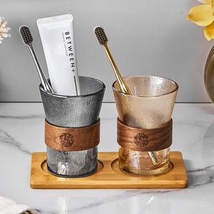 轻奢玻璃漱口杯高颜值家用情侣刷牙杯子卫生间洗漱牙刷杯牙具套装