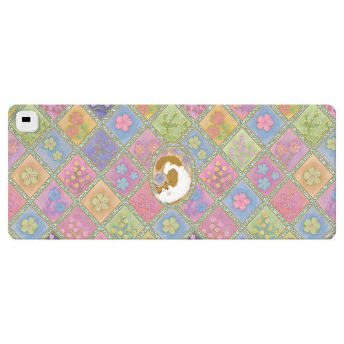 新中式油画宫廷风加热鼠标垫子女生冬季取暖防冻手办公室工位桌面垫高颜值电热恒温防水左侧开关电脑键盘垫