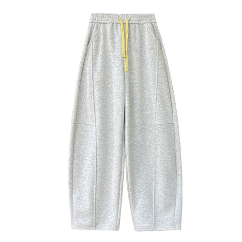 奥粒绒加厚保暖高腰阔腿香蕉裤冬季休闲百搭垂坠感加长弯刀卫裤女