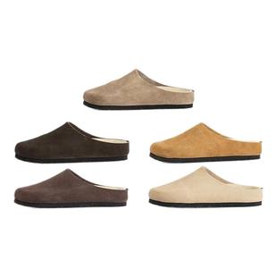 THEMULE勃肯鞋包头拖鞋风麂皮厚底拖鞋春夏穆勒鞋半托真皮row懒人