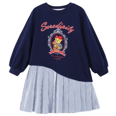 陈大猪女童韩版1拼接卫衣裙