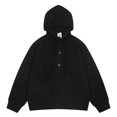 复古灰色重磅连帽毛衣男女秋冬