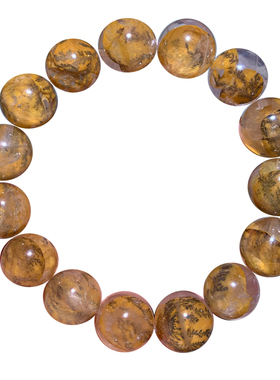 天然黄金胶花小树单圈手串水晶女