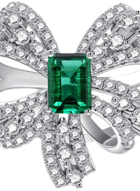 祖母绿豪华围镶复古戒指