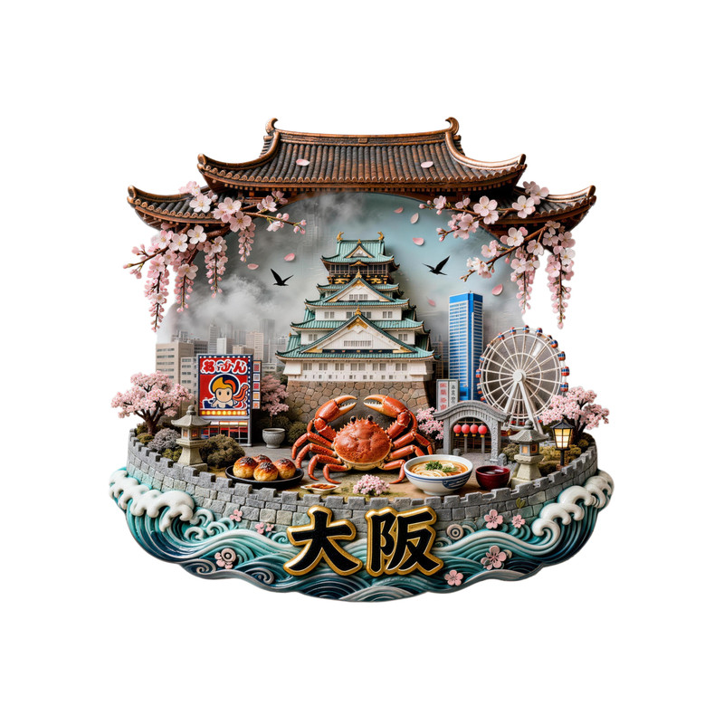大阪金属浮雕磁吸冰箱贴