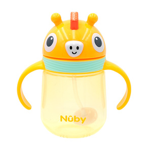 Nuby努比3D卡通动物吸管杯360°饮水儿童水杯双手柄240ml
