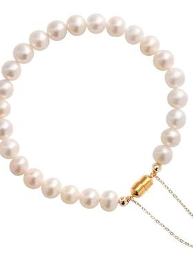 近圆形磁铁淡水珍珠手链女ins简