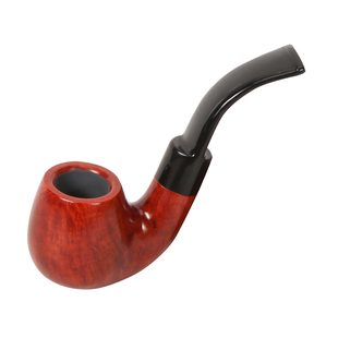 手工石楠木烟斗大河豚实木弯式传统老式烟袋锅男士专用