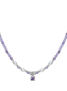 周六福项链女几何链坠S925银高级感轻奢小众送女友节日礼物