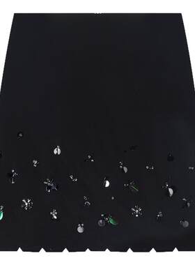 夏季新款重工钉珠波浪边包臀半裙