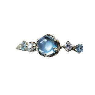 【桃栗】古董系列蓝水晶戒指镀18K金百搭唯美精致艺术感开口指环