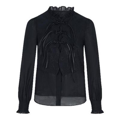 郁香菲新中式盘扣提花衬衫女