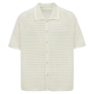 Erole新贵老钱风复古针织短袖衬衫boxy短宽休闲夏季开衫镂空半袖