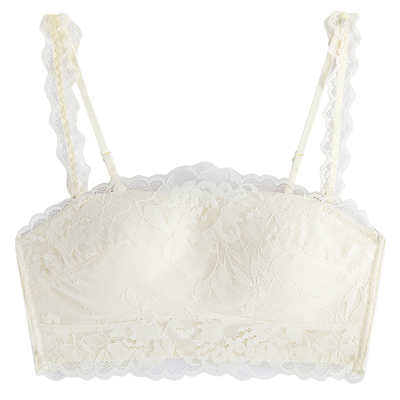 可外露肩带内衣蕾丝抹胸白色薄款