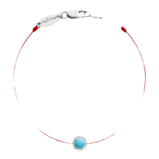 Redline/红绳女士0.085克拉圆形钻石包围绿松石白金绳制手链手绳