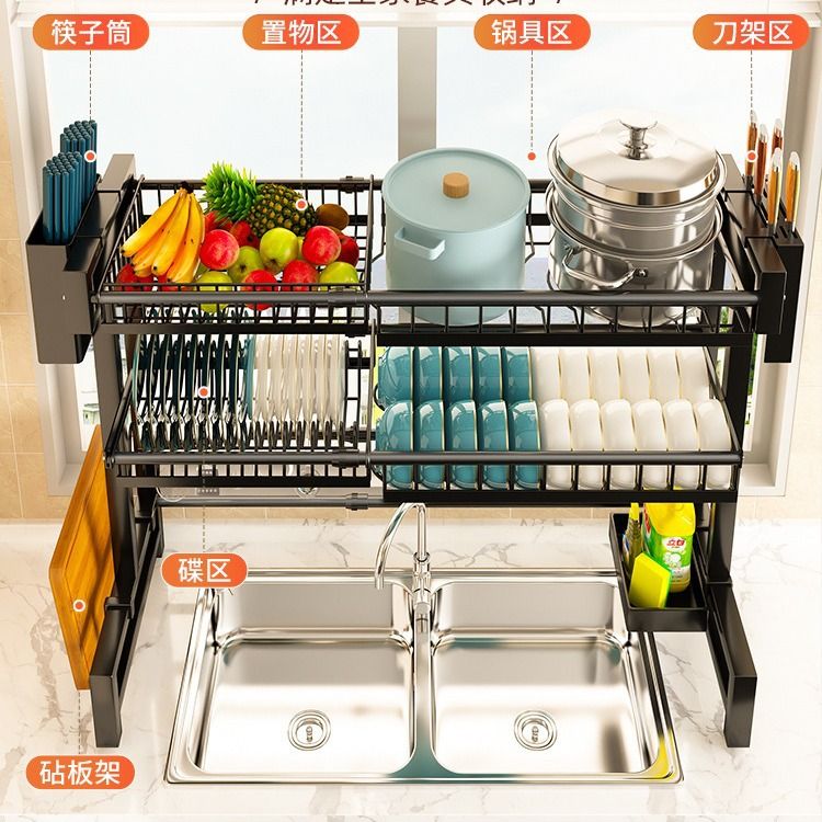 可伸缩厨房水槽置物架台面碗盘收纳多功能洗放碗碟水池碗架沥水架