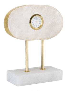 合金支架天然玛瑙石盘矿石座钟